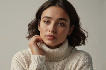 portrait of a woman with a thoughtful question
Serious, portrait of a woman with a thoughtful question or doubt and clear background. Question, decision, and a person with hand on the chin for choice