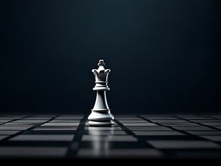 chess piece on chessboard in front of dark background