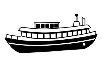 Riverboat silhouette | vector silhouette illustration on white background