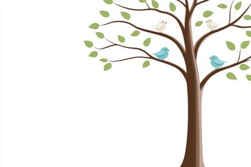 Obraz premium Bird on branch wall decoration sticker design modern illustration of tree wall decoration