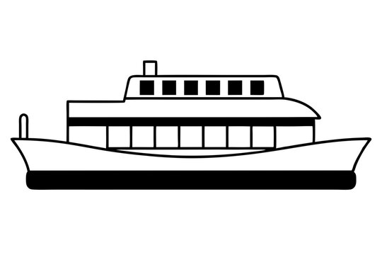 black and white ferry boat side view clip art preview