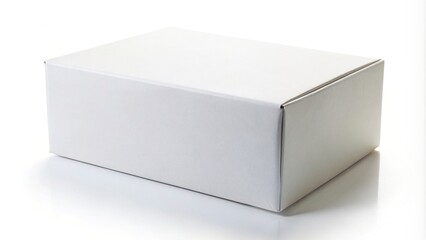 Naklejka premium Blank white cardboard box isolated on white background, plain, cardboard, clean, background, delivery, storage, shipping, minimal, blank, package, paper, container,box, empty, packaging