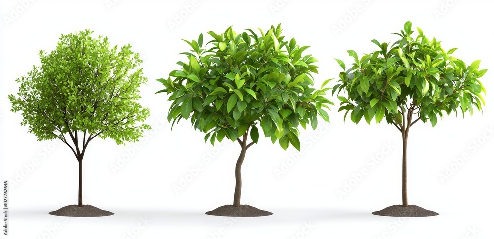 Aufkleber 3d rendering of large trees hardwood shapes on a transparent background