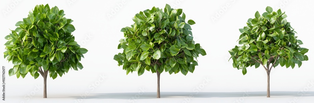 Aufkleber backgrounds with nature trees shapes cutouts in 3d rendering