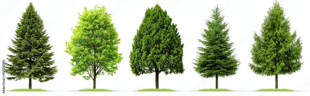 Aufkleber file with 3d render of a collection of large trees and wood shapes from the jungle cutout on transpa