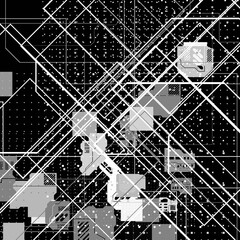 Abstract sci-fi cyberpunk texture background displacement map grayscale 4k png geometry patterns dots Circuit