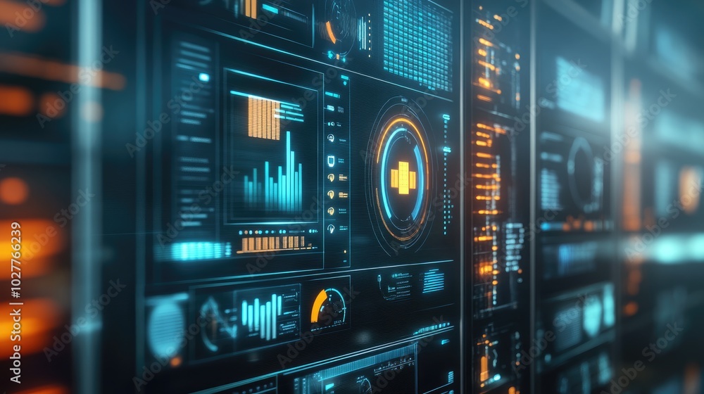 Poster digital workspace with a target-focused report and clear performance indicators, highlighting progre