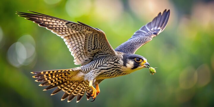 A close up photograph capturing the incredible Eurasian Hobby falcon Falco subbuteo in mid flight capturing a dragonfly with precision and speed, speed,Eurasian Hobby, talons