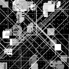 Abstract sci-fi cyberpunk texture background displacement map grayscale 4k png geometry patterns dots Circuit
