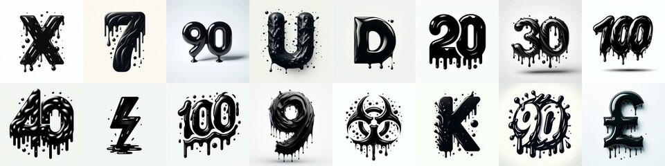 Black color Lettering Typeface. AI generated illustration