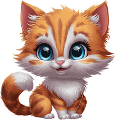Fototapeta premium Vector Illustration of Cute Kitten on Transparent Background