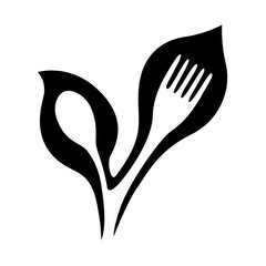 Fork and spoon logo food vegan restauran simple black