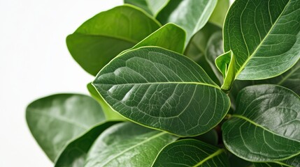 Fototapeta premium Contemporary indoor plant with rich green leaves and unique texture isolated on a white backdrop