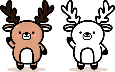 Christmas reindeer cartoon drawing vector