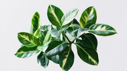 Fototapeta premium Isolated modern indoor plant with vibrant, glossy leaves, set against a transparent backdrop, showcasing its sleek design