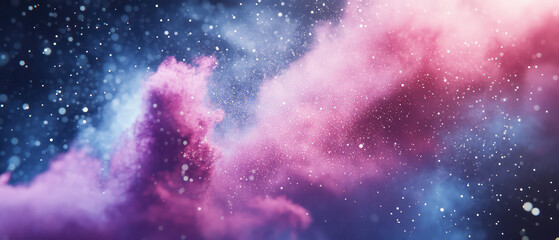 Obraz premium A vibrant pink and blue nebula swirls beautifully within the cosmic expanse, reflecting the wonders of space and invoking a sense of beauty and mystery.