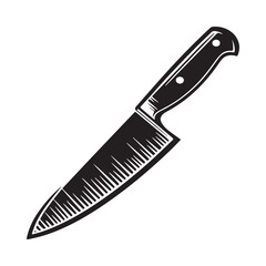 Black Color Chef's Knife Silhouette Vector Illustration