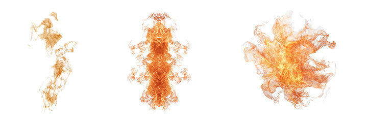 Firing flames isolated on a transparent background