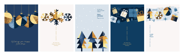 Merry Christmas and Happy New Year Greeting Cards. Vector illustration concepts for background, greeting card, party invitation card, website banner, social media banner, marketing material. © PureSolution