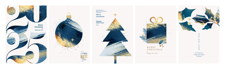 Christmas and New Year Greeting Cards. Vector illustration concepts for background, greeting card, party invitation card, website banner, social media banner, marketing material. © PureSolution