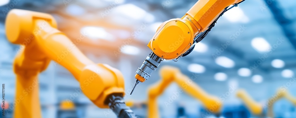 Poster ai-powered robotics revolutionizing eco-friendly factories - smart waste reduction for a sustainable
