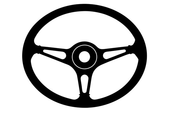 recommend clip art: Vintage car steering wheel | vector silhouette illustration on white background