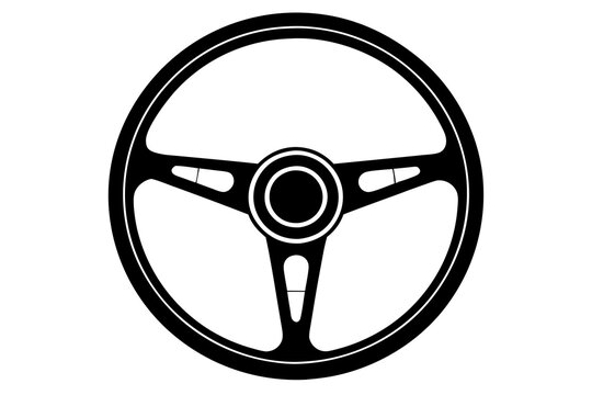 recommend clip art: Vintage car steering wheel | vector silhouette illustration on white background