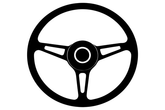 recommend clip art: Vintage car steering wheel | vector silhouette illustration on white background