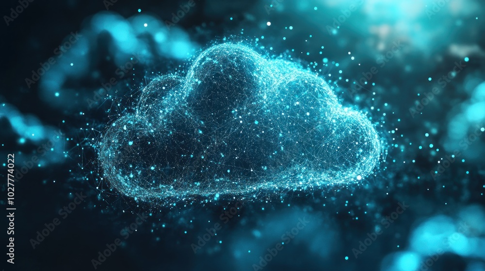 Poster cloud digital network storage technology modern futuristic cyber data backup background wallpaper ai