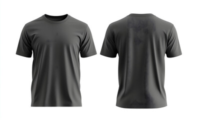 Naklejka premium Grey T-shirt Front and back view on white background 