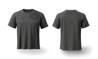 Naklejka premium Grey T-shirt Front and back view on white background 