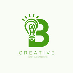 Letter B with light bulb Innovation vector logo design. Minimal logo design