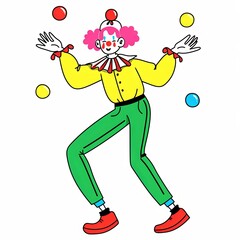 Fototapeta premium Colorful Clown Juggling Balls in Playful Scene