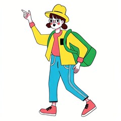 Adventurous Female Park Ranger in Vibrant Outfit