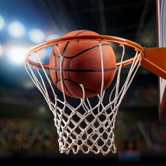 Fototapeta premium basketball game ball in hoop