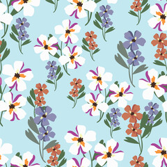 Vector abstract seamless simple floral pattern. Flower pattern. Spring pattern. Pattern for textiles or for cover. Wallpaper. Hand drawn.