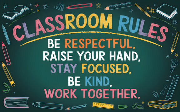Bold and colorful classroom rules for student success
