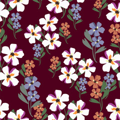 Vector abstract seamless simple floral pattern. Flower pattern. Spring pattern. Pattern for textiles or for cover. Wallpaper. Hand drawn.
