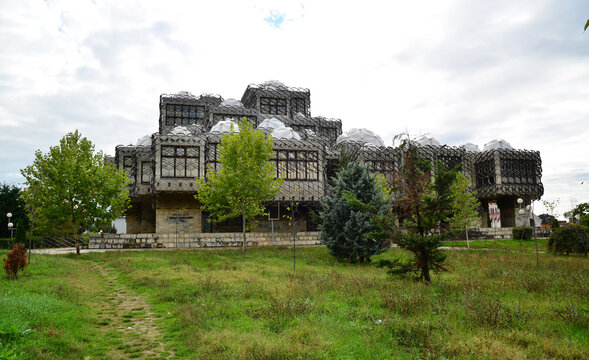 Pristina, Kosovo. September 29, 2024. The National University Library of Kosovo, located in Pristine, Kosovo