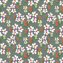 Vector abstract seamless simple floral pattern. Flower pattern. Spring pattern. Pattern for textiles or for cover. Wallpaper. Hand drawn.