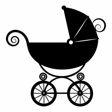 recommend clip art: Baby carriage silhouette vector illustration
