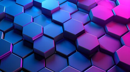 A glowing hexagonal LEDs,simple,Gorgeous blue and purple background, Generative AI illustrations.