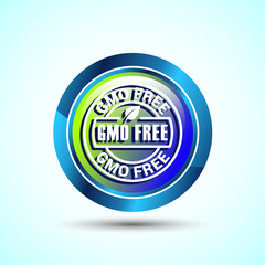 Obraz premium GMO Free Product Icon Design Illustration, Icon For Web and mobile application, Glossy Round Button Design