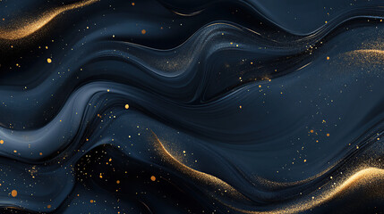 Cosmic swirl with navy blue and gold accents