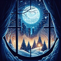 christmas night landscape
