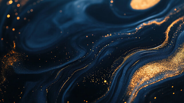 Abstract navy blue and gold wave
