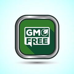 GMO Free Product Icon Design Illustration, Icon For Web and mobile application, Green Shadow Button Design