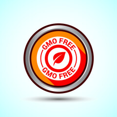 GMO Free Product Icon Design Illustration, Icon For Web and mobile application, Orange Shadow Button Design