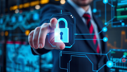 Cyber Lockpad.  Cybersecurity Concept.