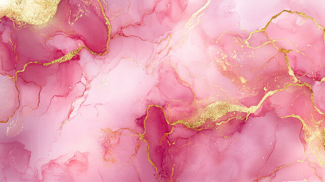 Abstract background with pink and gold marble patterns